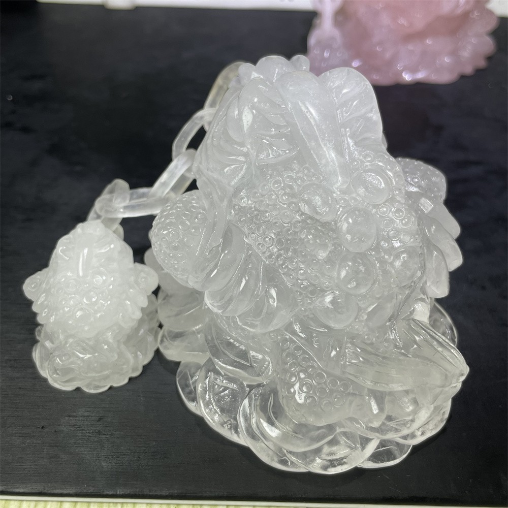 1.2LB 4.9″ Natural Clear Quartz Toad Hand Carved Crystal Quartz Mineral Gift
