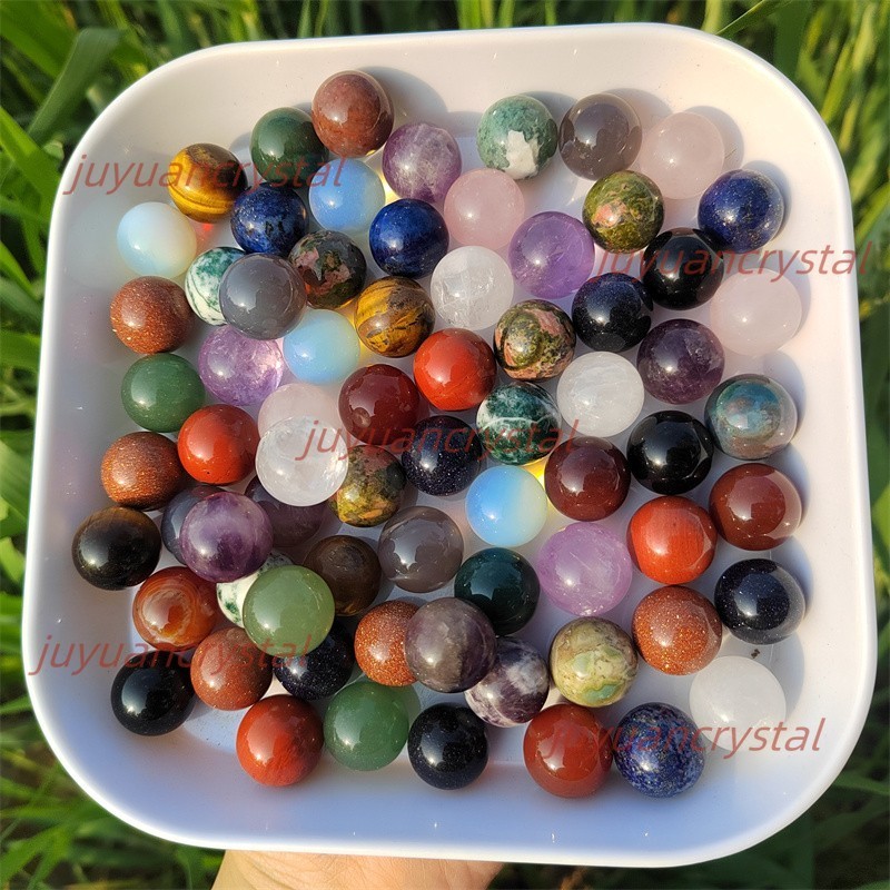 100pcs MIX Natural Crystal mini 15mm Sphere Quartz Crystal Ball Reiki Healing