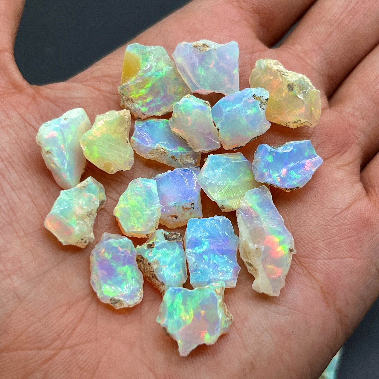 158 Ct Natural Ethiopian Opal Rough Lot – 41 Pieces Flashy Welo Opal Rough Lot