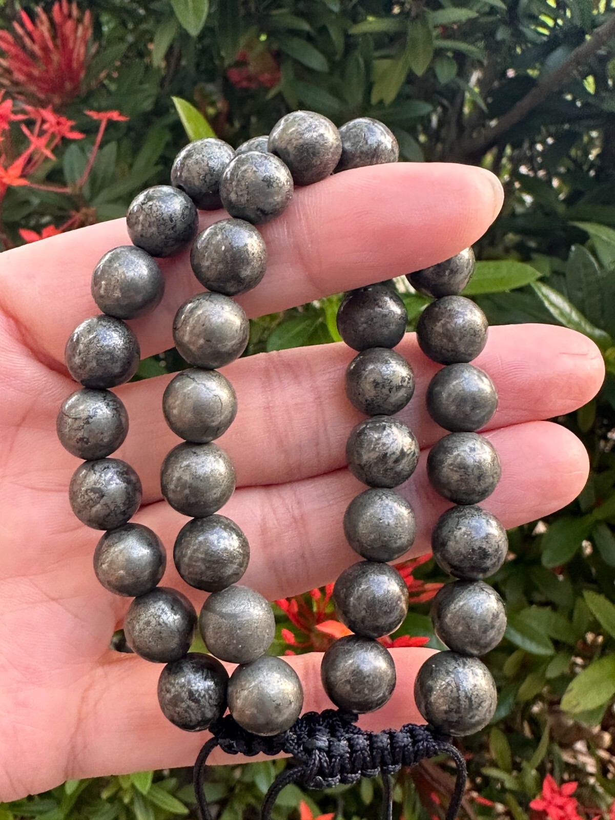 Grade A++ Pyrite Crystal Adjustable Bead Bracelet 10mm, Genuine Pyrite Bracelet