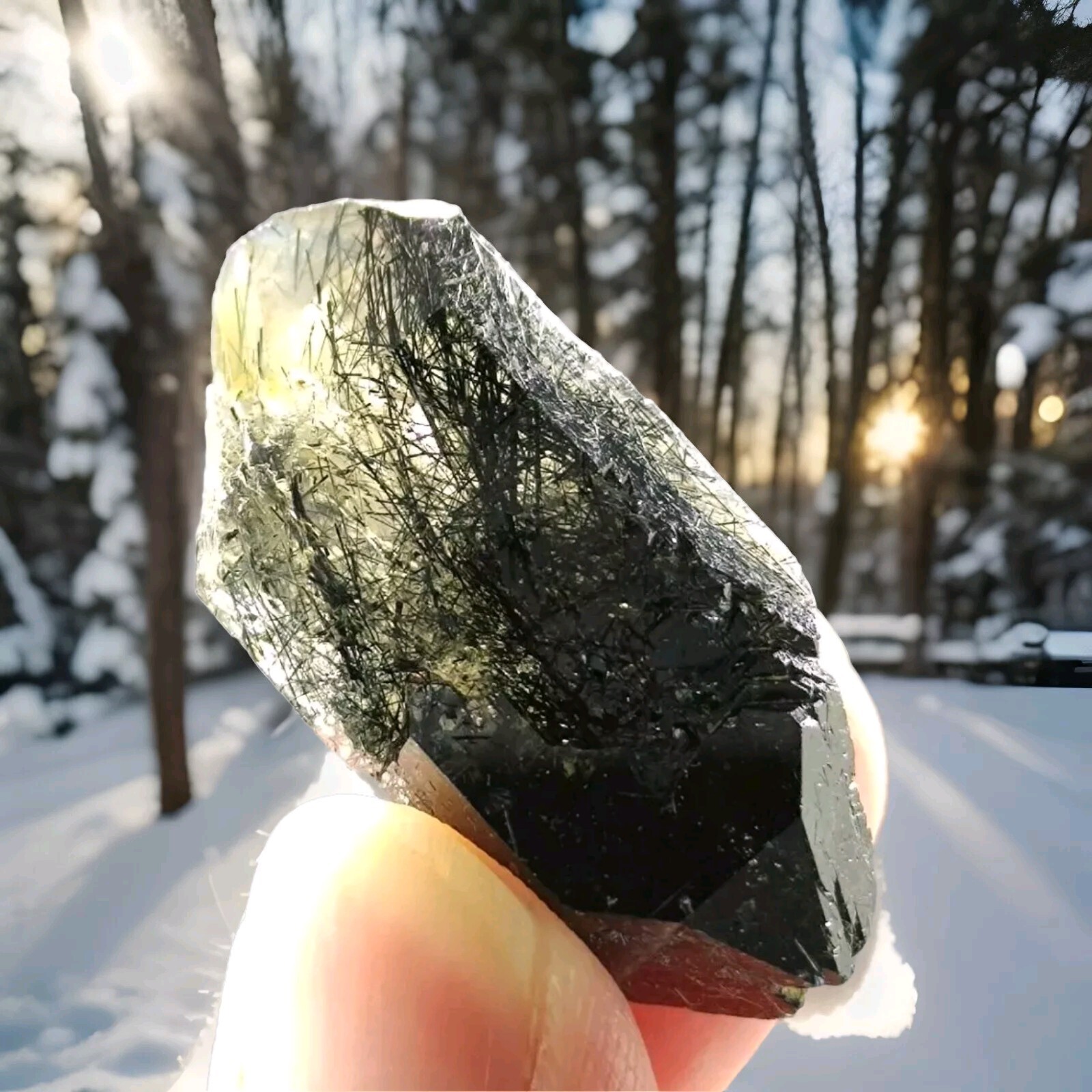 Rebeikite Included Quartz Crystal, Dark Blue Color From KP Pakistan, 11 Grams