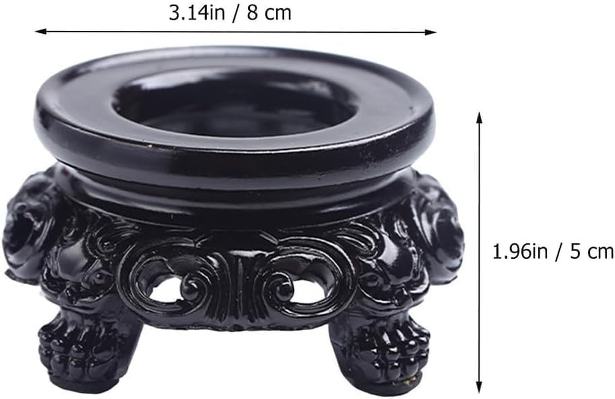 Black Wooden Display Stand for Crystal Sphere Quartz Ball Holder, Hollow Wood St