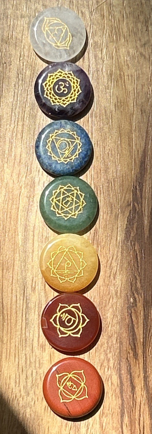 7PCS Chakra Stones Crystal Healing Energy Natural Gemstone Disc Set W/ Bag