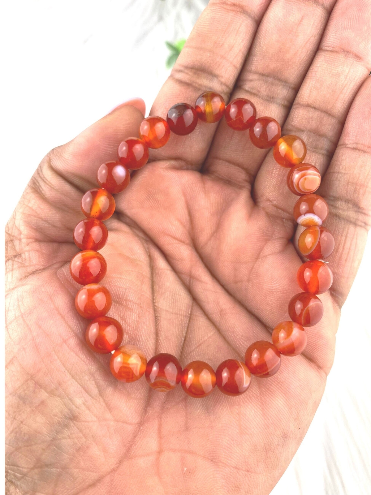 Carnelian bracelet – 8mm carnelian bracelet – carnelian agate jewelry – crystal