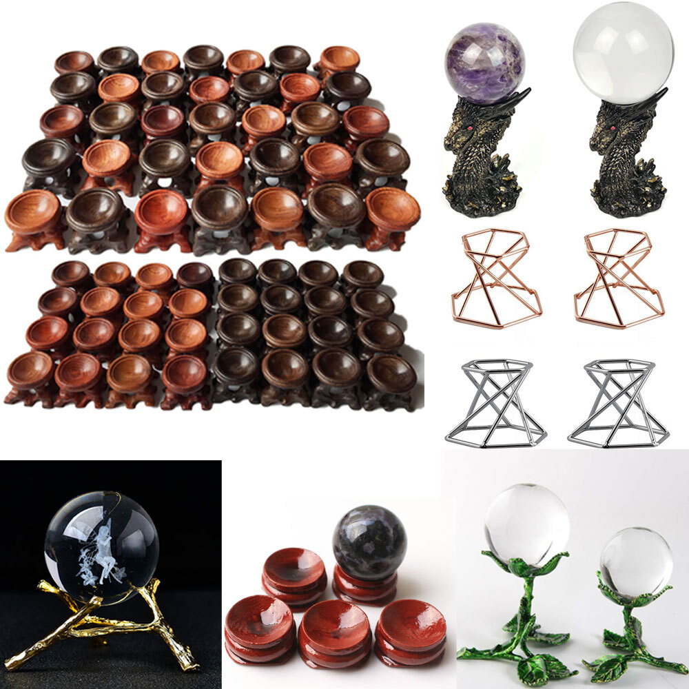 Wooden Resin Metal Display Stand Base For Crystal Ball Sphere Stone Holder Decor