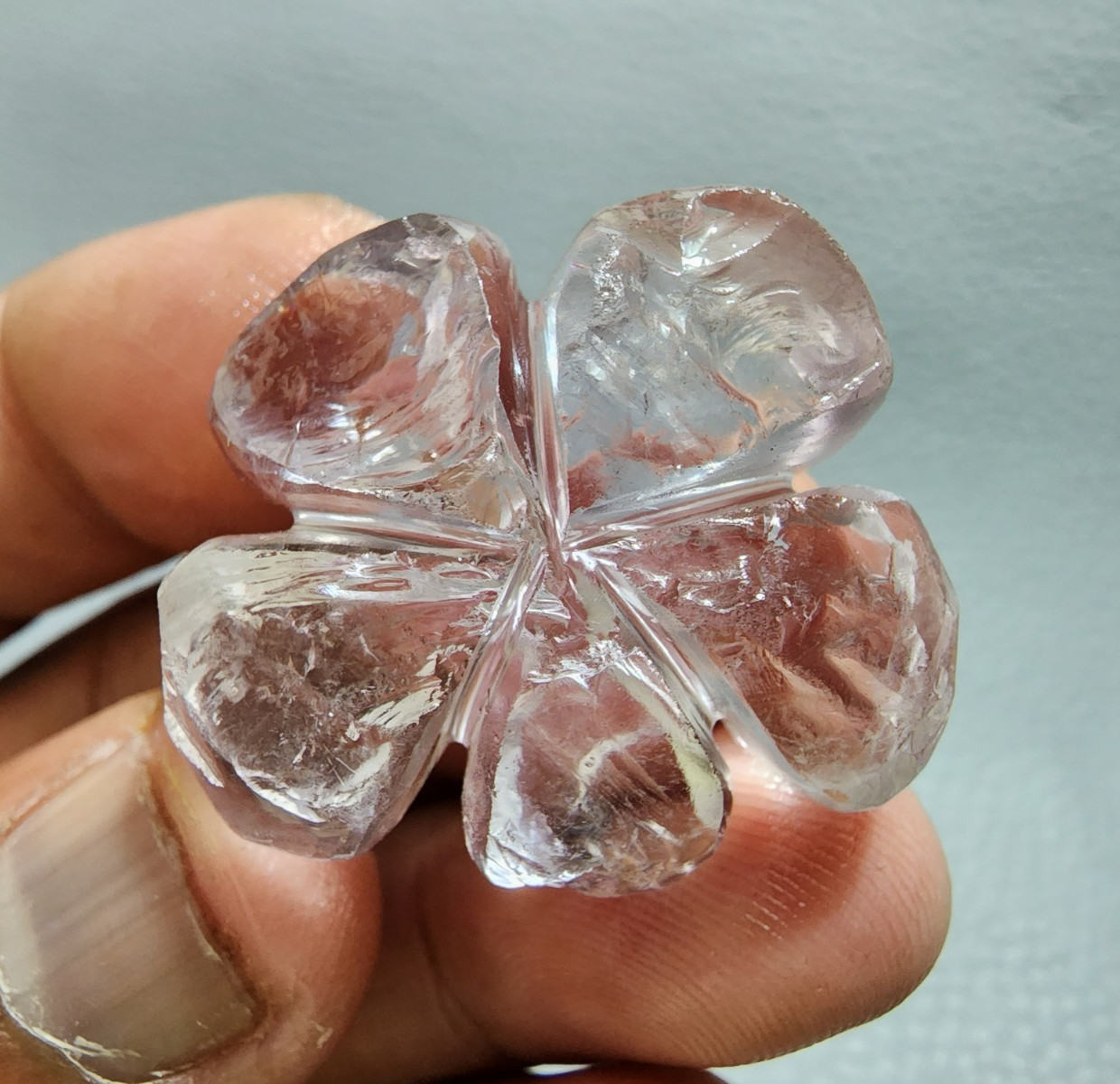 84 Crt Fabulous A+ Pink Amethyst Flower Carving Gemstone Jewelry Making Carving