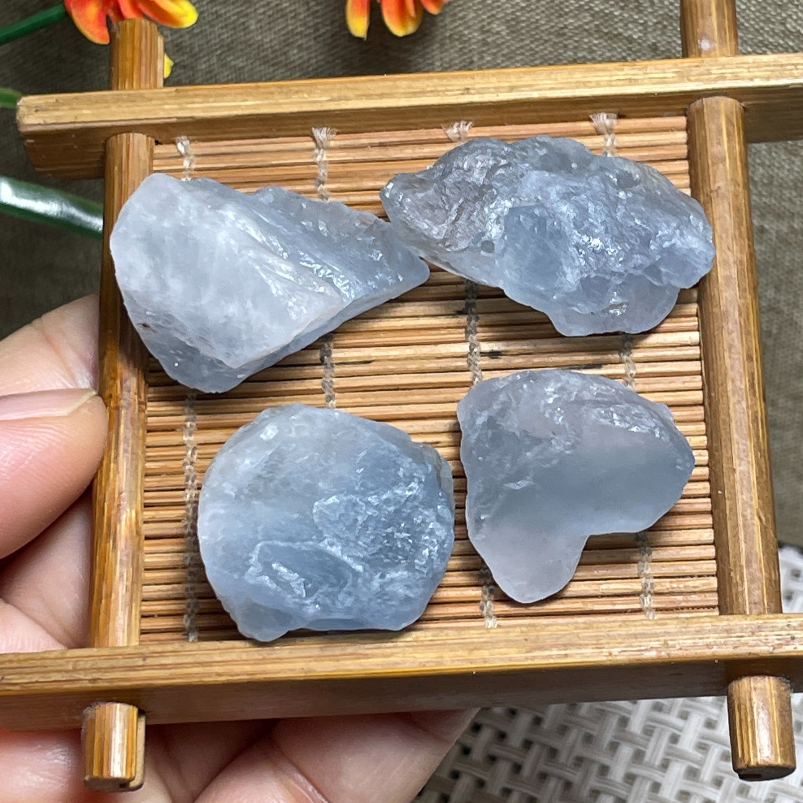 4pc Top Grade Gorgeous Sky Blue Celestite Rough raw stone Reiki Crystal 73g c183