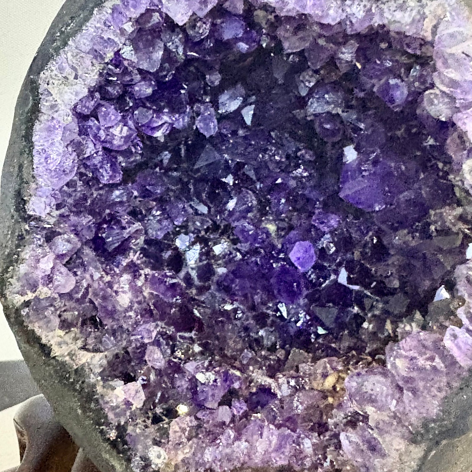 4.4LB Natural uruguay amethyst geode quartz money bag crystal +stand
