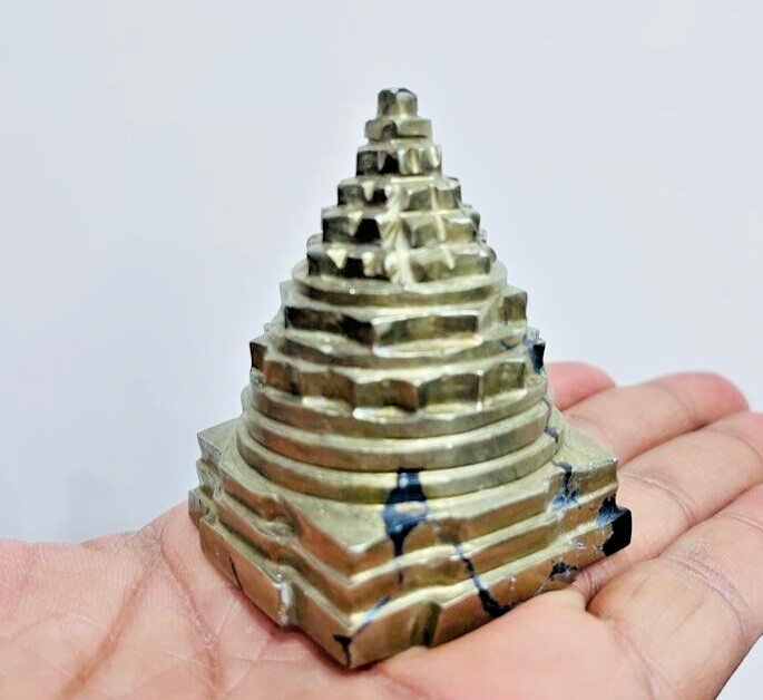Pyrite Shree Yantra Crystal Rose Carved Yantra For Pooja Goddess Laxmi Yantra