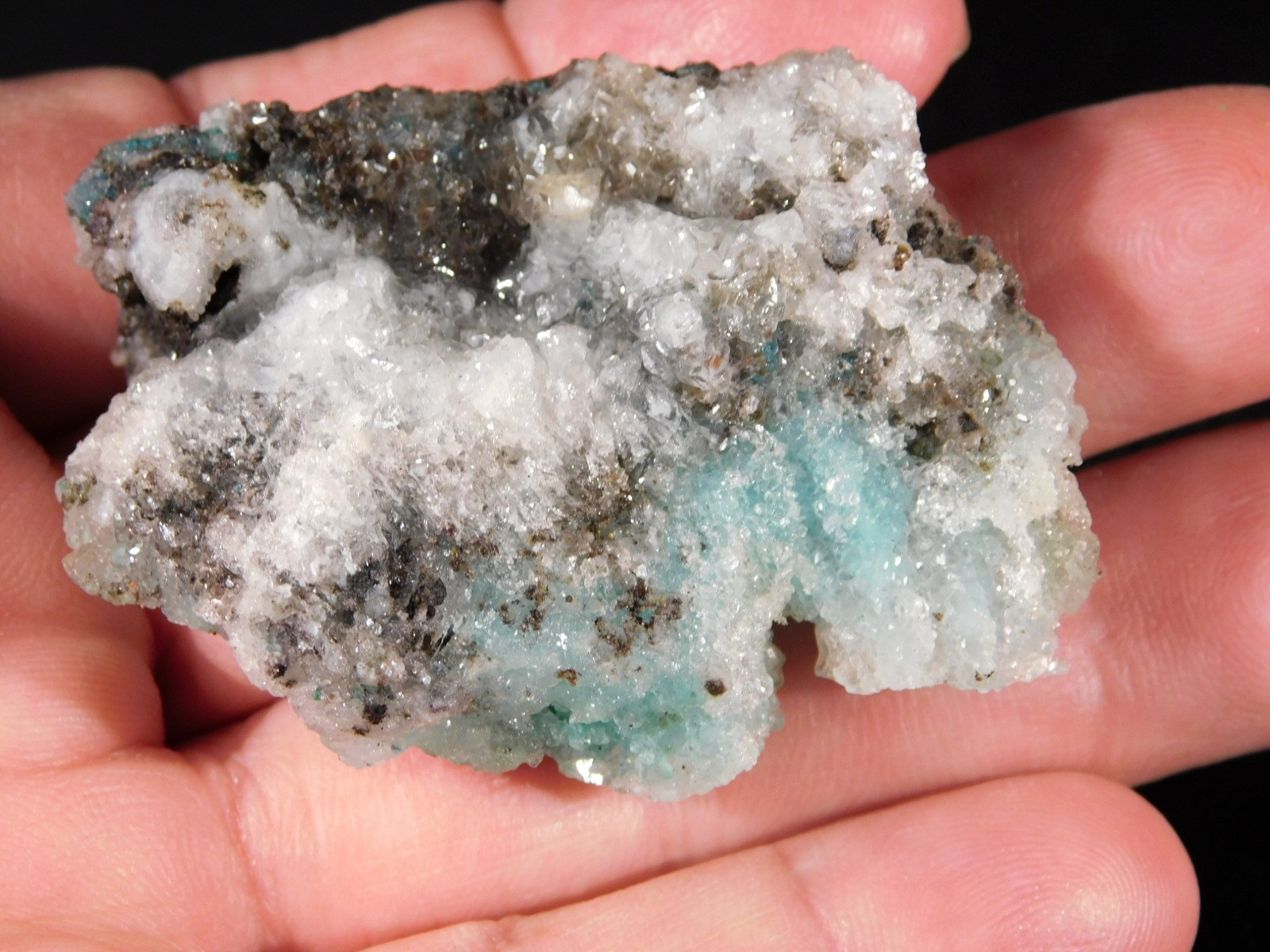 Light BLUE! CHRYSOCOLLA Cluster with Translucent Druzy Quartz Mexico 37.8gr