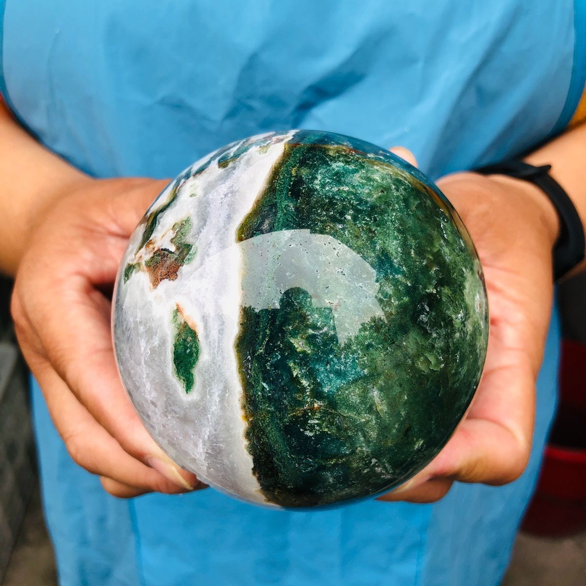 3 pieces 2650g Natural aquatic Agate Ball Quartz Crystal Sphere Healing 2110