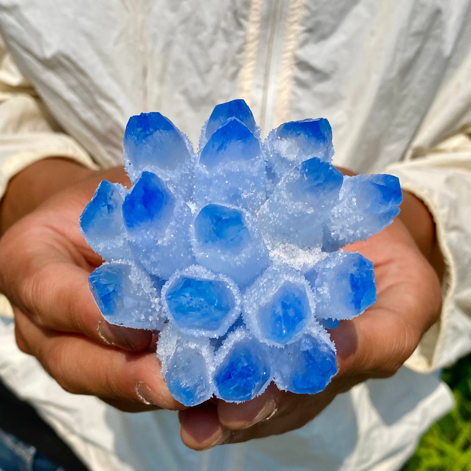 313G New Find blue Phantom Crystal Quartz Cluster Mineral Specimen Healing