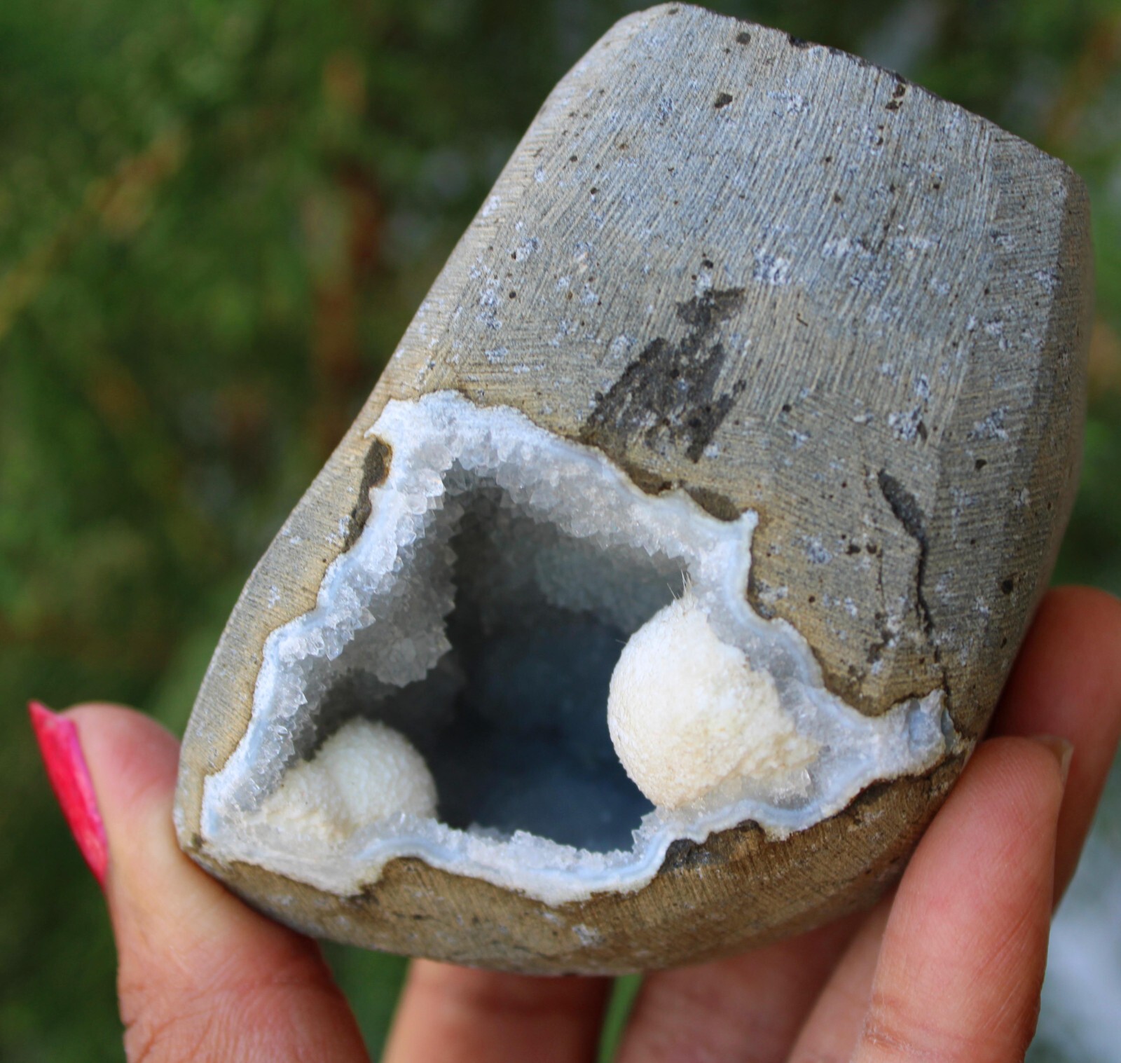 Okenite Balls w/ Blue Chalcedony Coral Geode Minerals Specimen ( 7×5 Cm’s) #M54