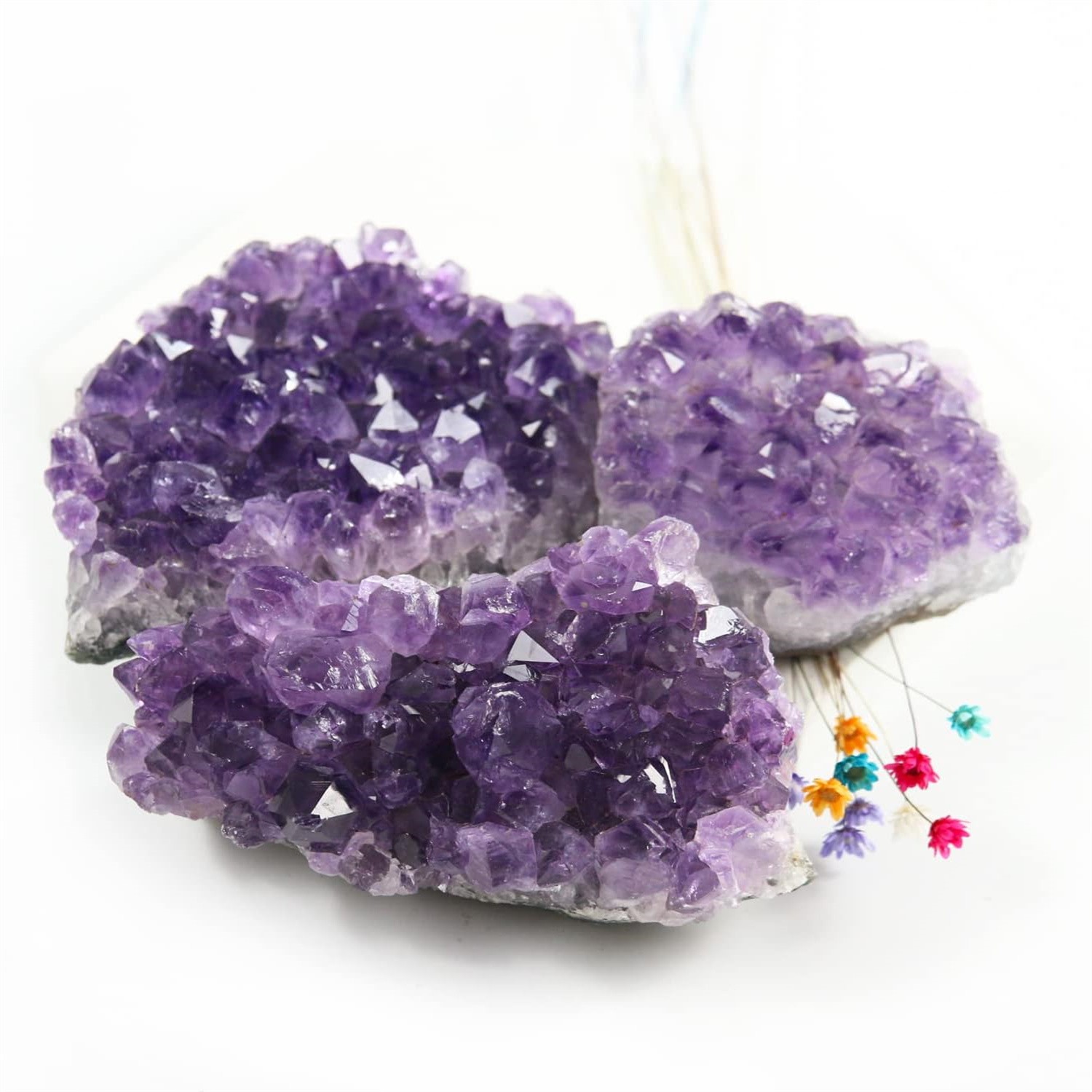 Natural Purple Amethyst Cluster Quartz Crystal Druzy Geode Healing Stone Reiki