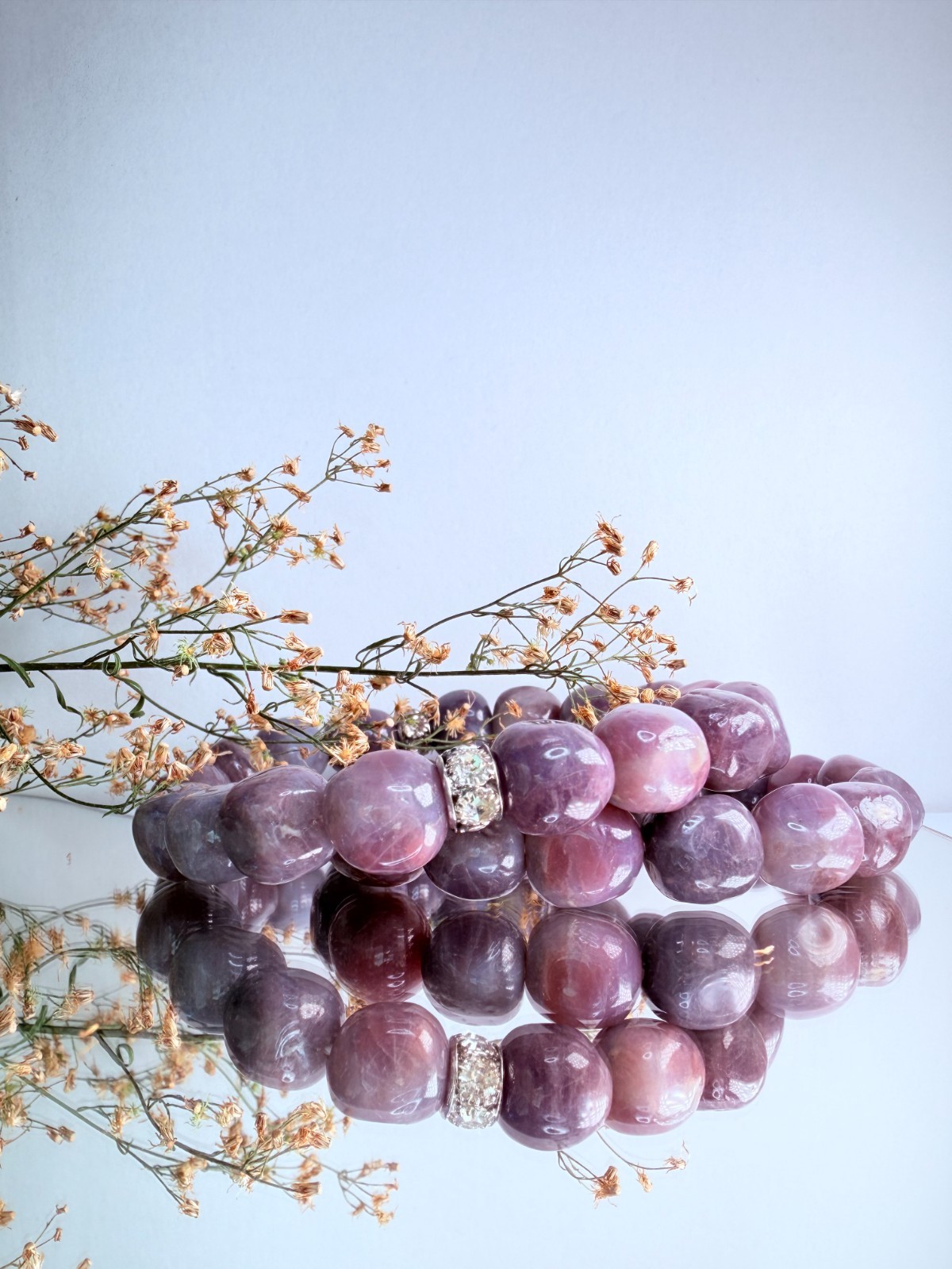 Rare Madagascar Purple Rose Quartz Nugget Cube Bracelet: 10-11mm | No Spacer