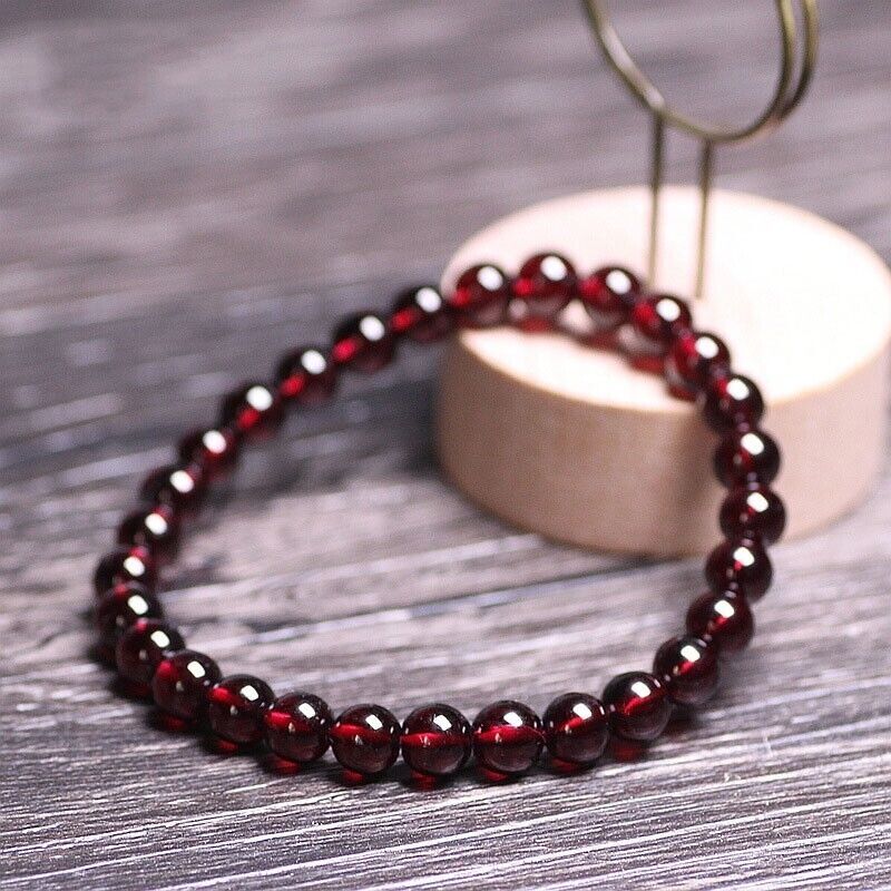 Wholesale 6PCS Natural Red Garnet Crystal Beads Healing Reiki Stretch Bracelet