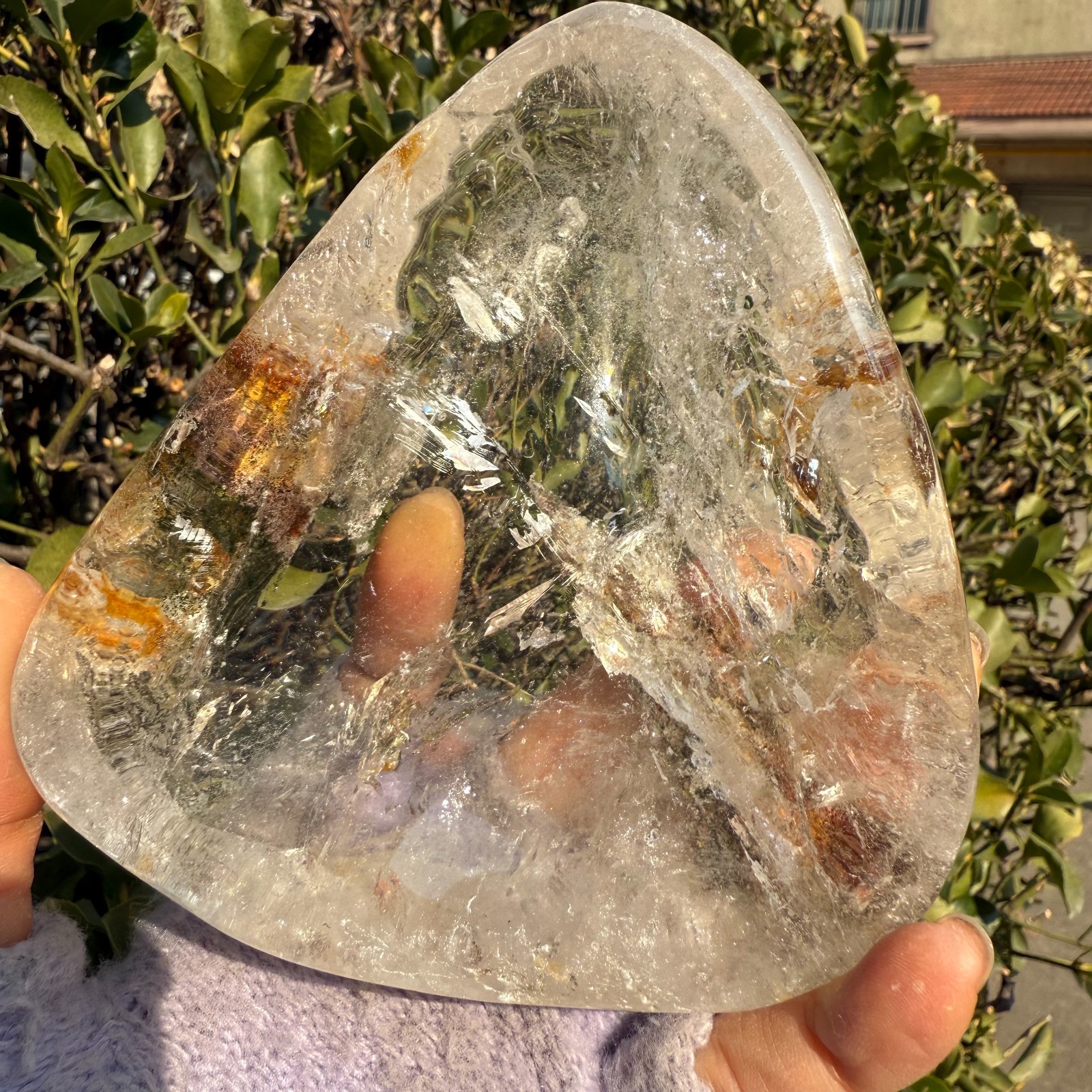 509g Natural Pure Garden Quartz Plate Carving Mineral Crystal Healing
