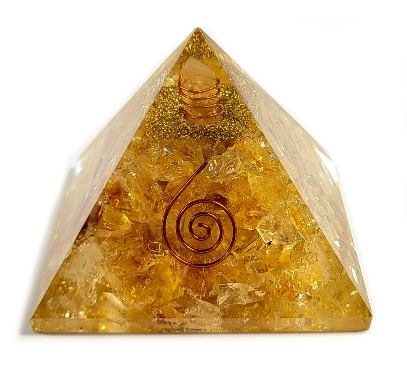 2.8″ Golden Citrine Orgonite Orgone Pyramid Energy Reiki Charged Generator