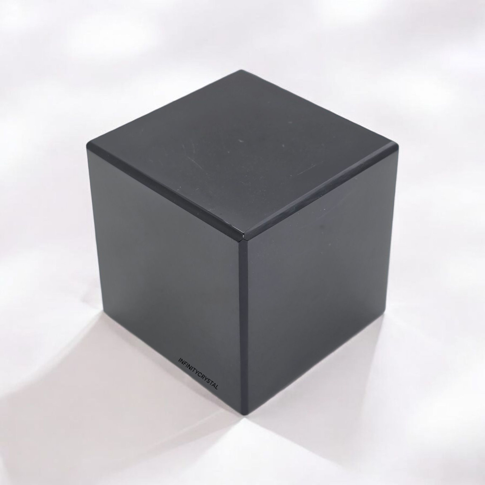 Handmade Obsidian Cube | 55mm Polished Crystal – Zen Desk Meditation Decor Stone
