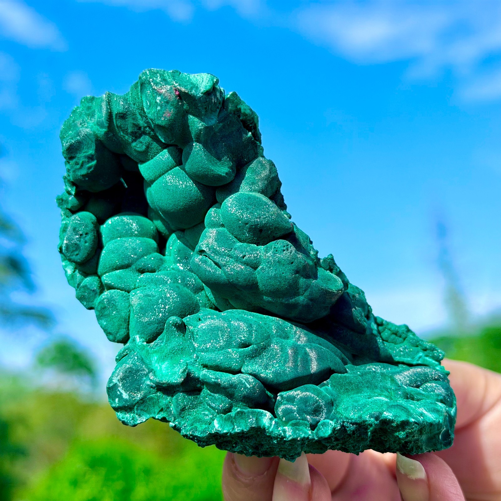 253G Natural VELVET Malachite cat’s eye specimen crystal rough mineral-Congo