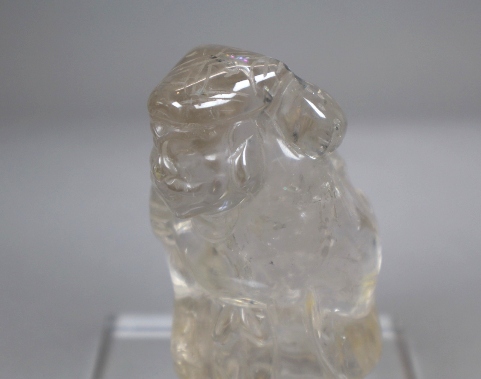 Carved Rock Quartz Crystal Statue Figurine 3.5 Inch Height Transparent Vintage