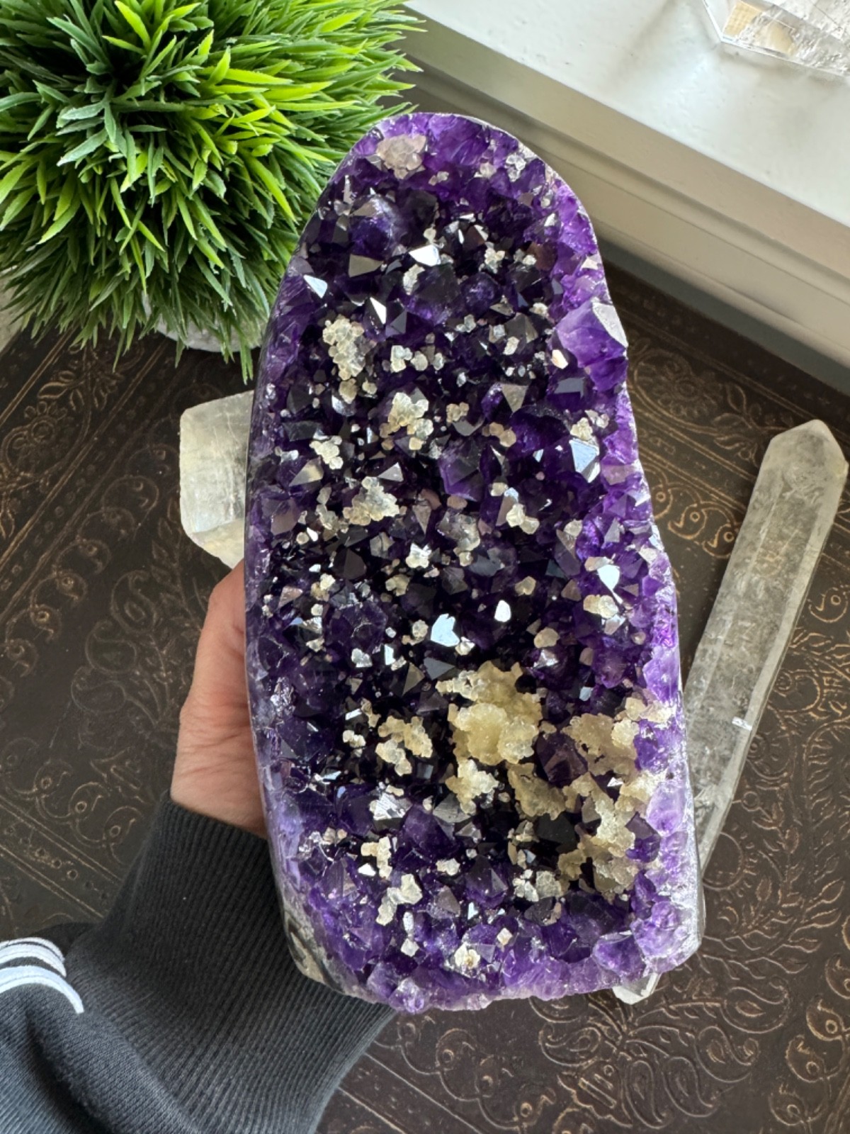 Amethyst Calcite Geode Dark Purple High Quality Crystal Cluster Cut Base 344