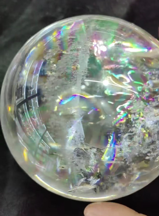 110mm Natural Rainbow White Quartz Sphere Crystal Ball Reiki Decor