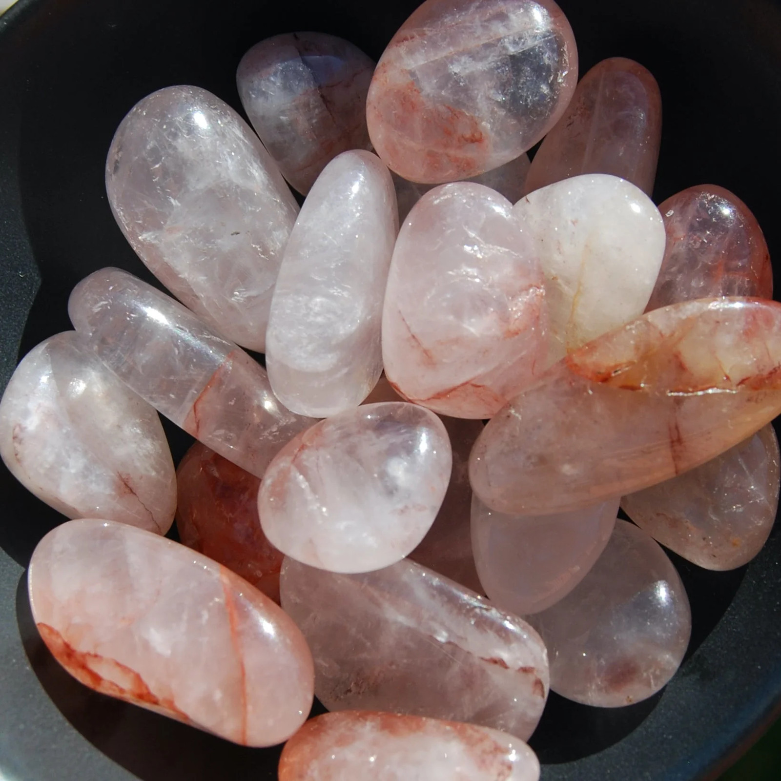 Hematoid Quartz Crystal Tumbled Stones, Natural Red Fire Quartz Crystals, Madaga