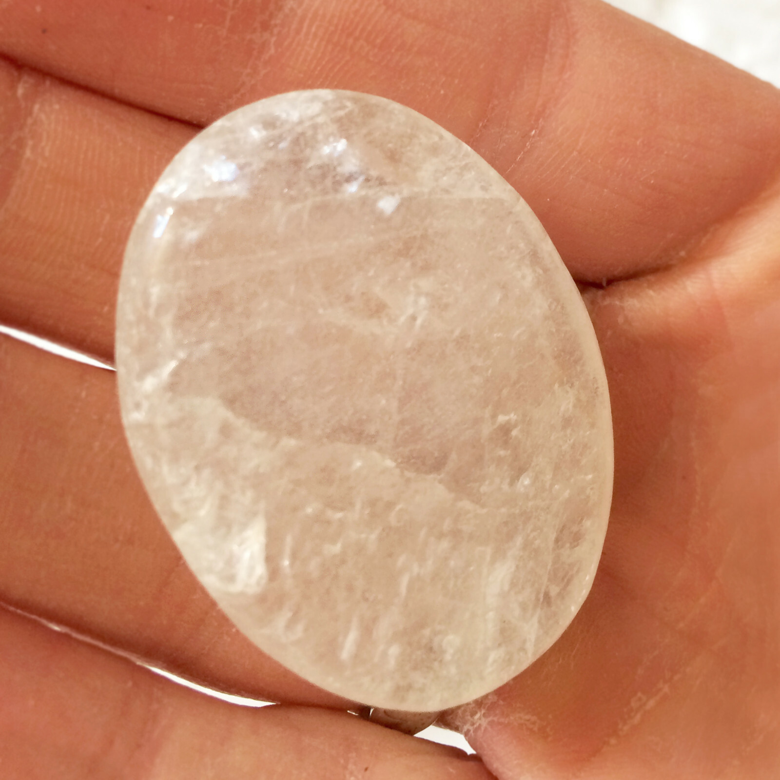 Natural Quartz Crystal Palm Stone Polished Worry Stone Energy Healing Reiki Cab