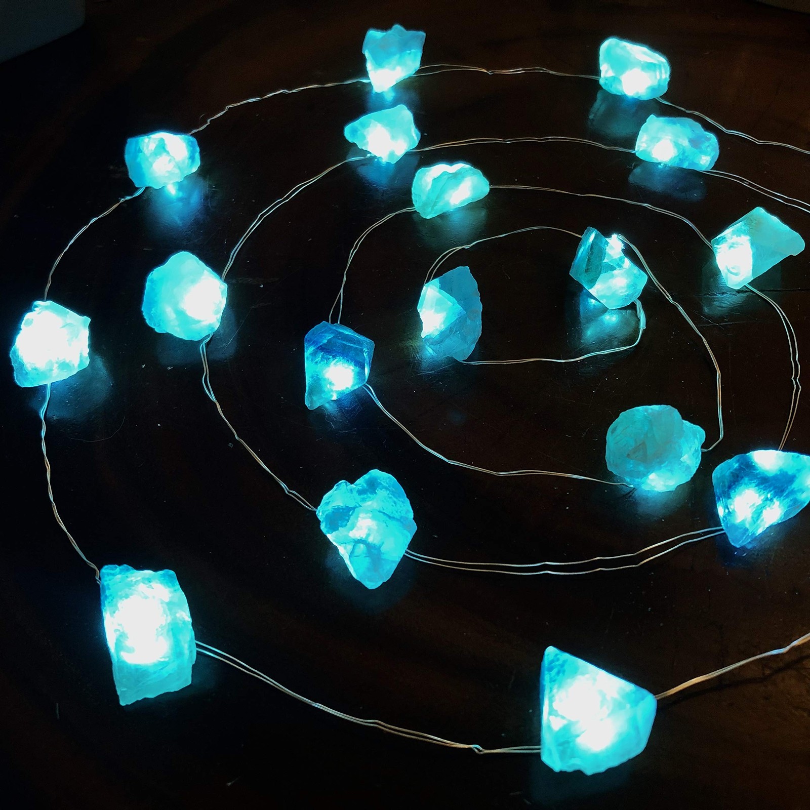 Natural Fluorite String Lights Raw Crystal Decorative Lights Healing Cluster Lit