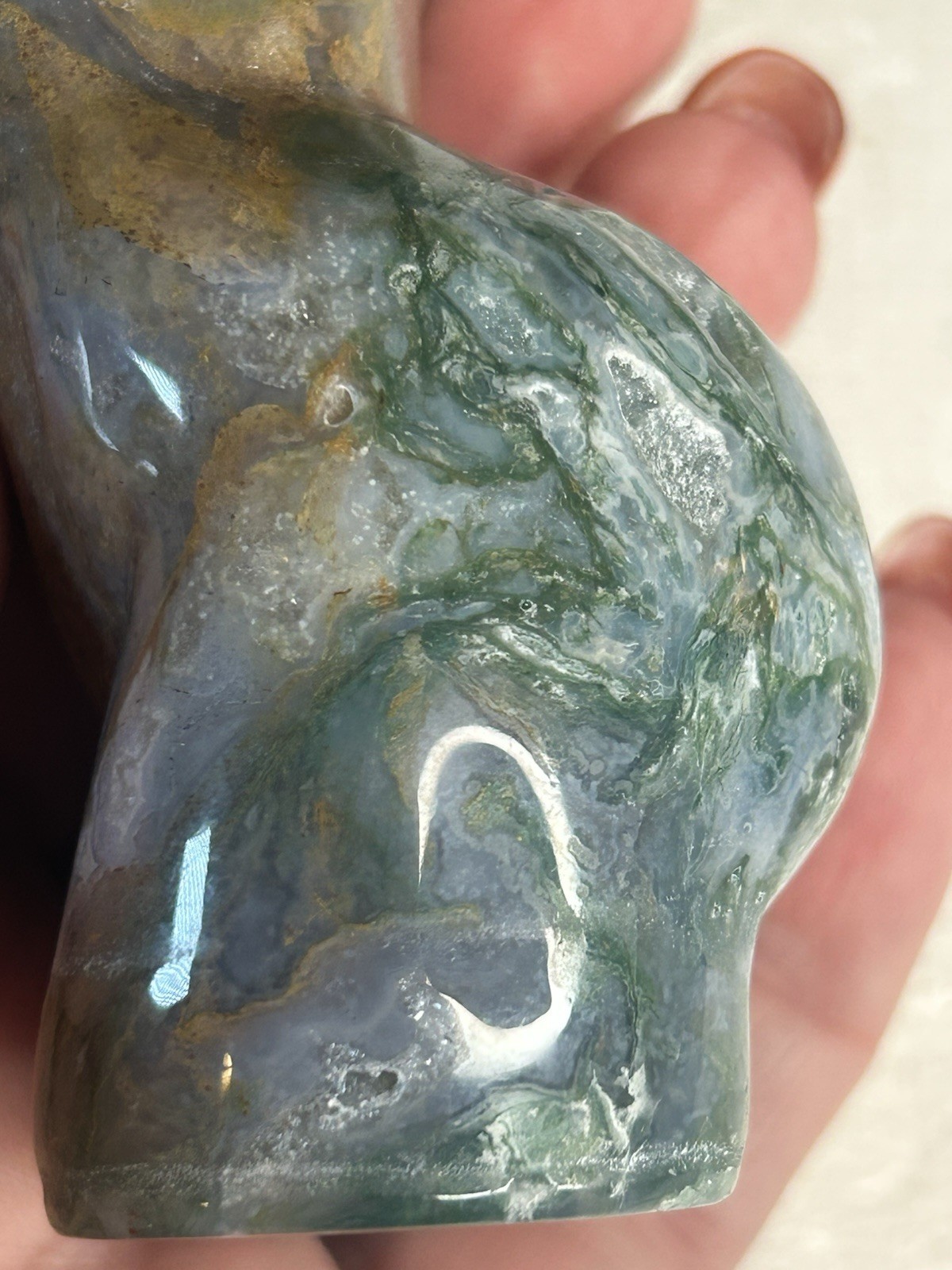 4” Moss Agate Goddess Lady Body Carving | Natural Crystal Statue