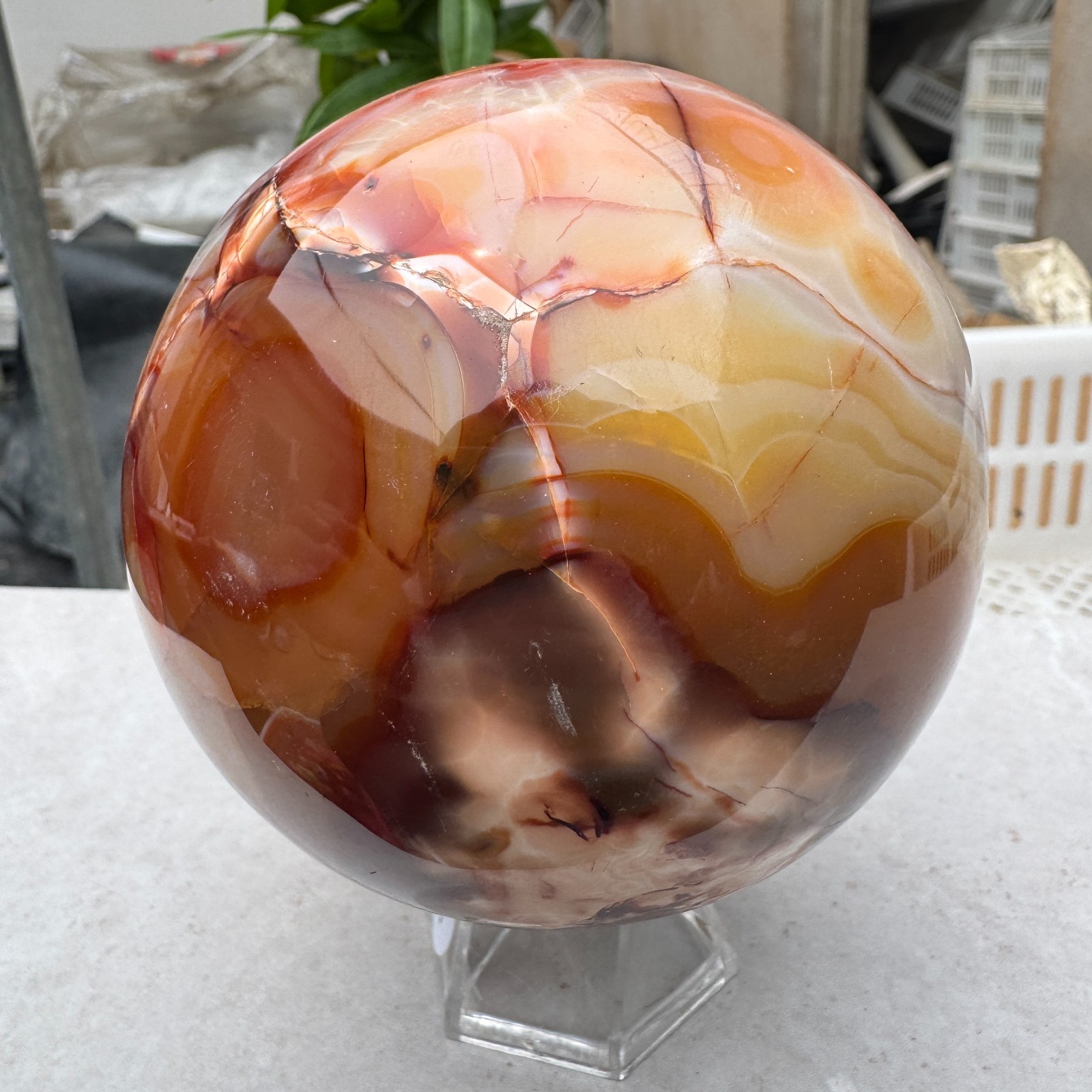 1250G Natural red stripe agate sphere Crystal Ball Madagascar mineral