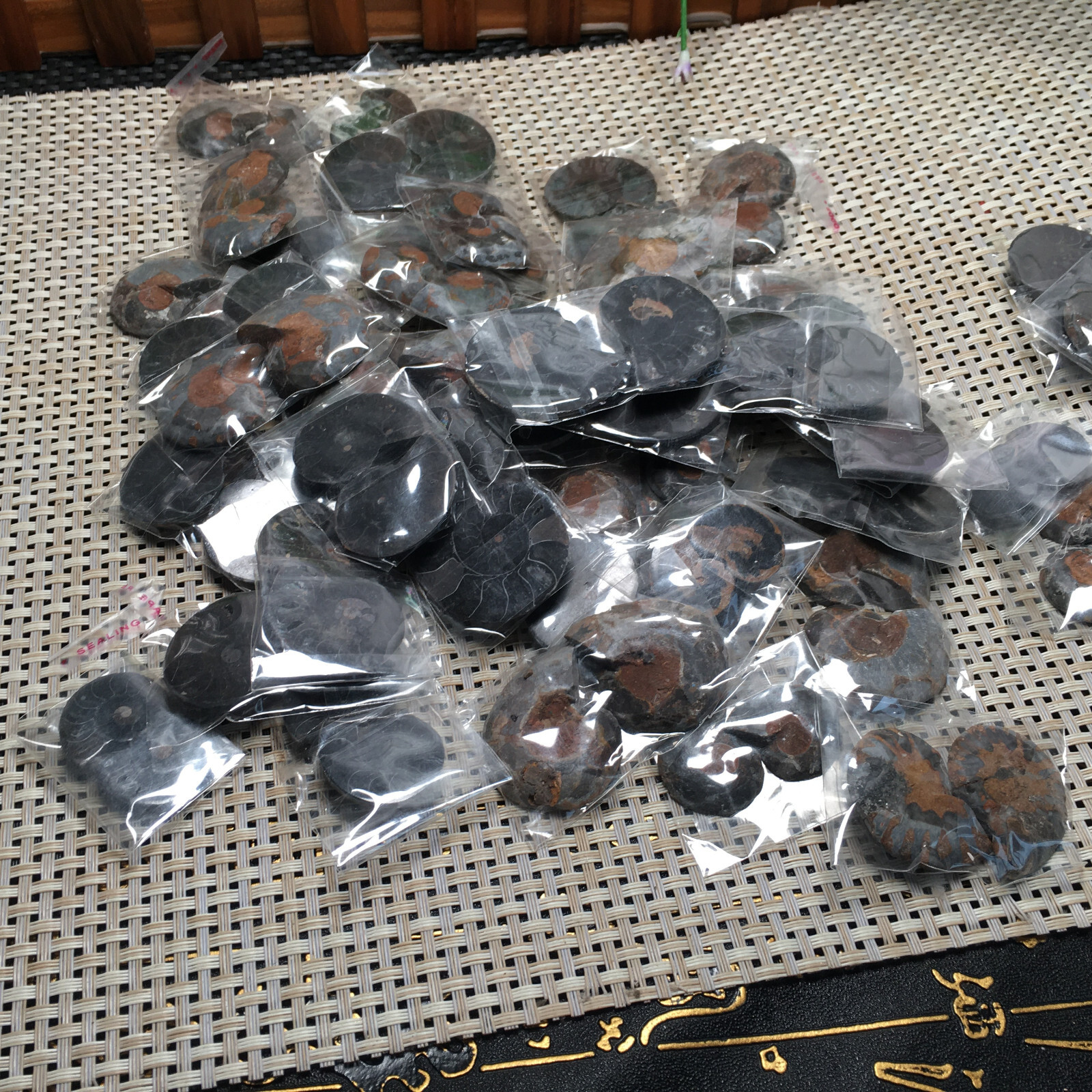 20 Pairs Black Ammonite Shell Specimen Madagascar