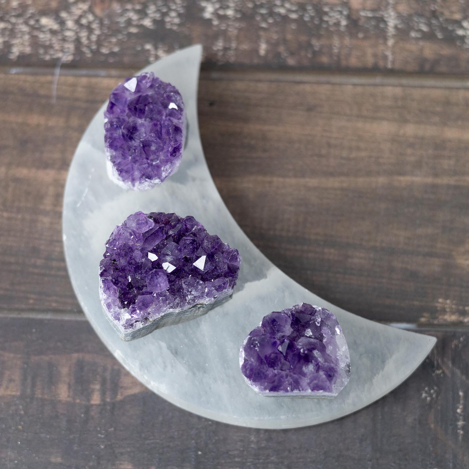 Selenite Moon Plate Flat Crystal Holder Natural Selenite Gift Decor Choose Size