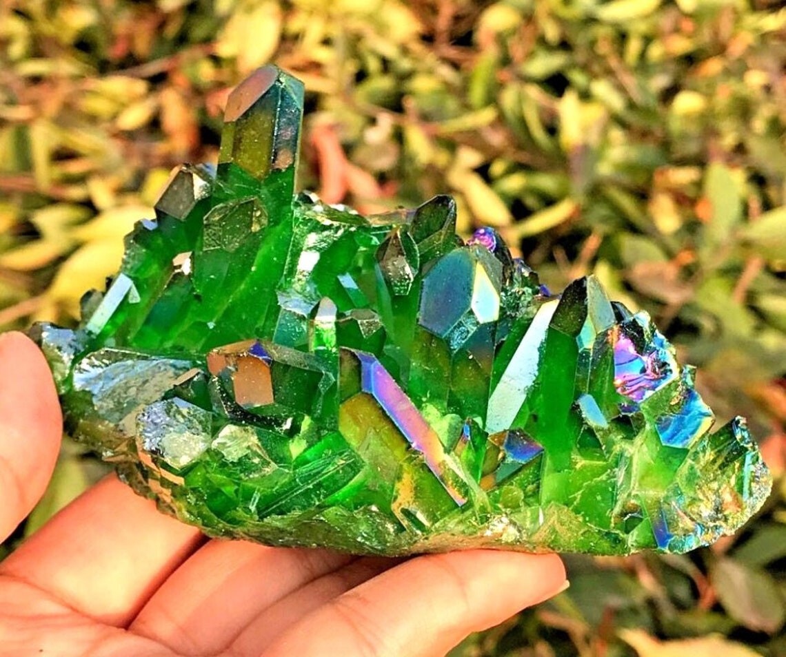 Angel Aura Green Quartz Point Cluster Green Crystal Specimen Minerals Home Decor