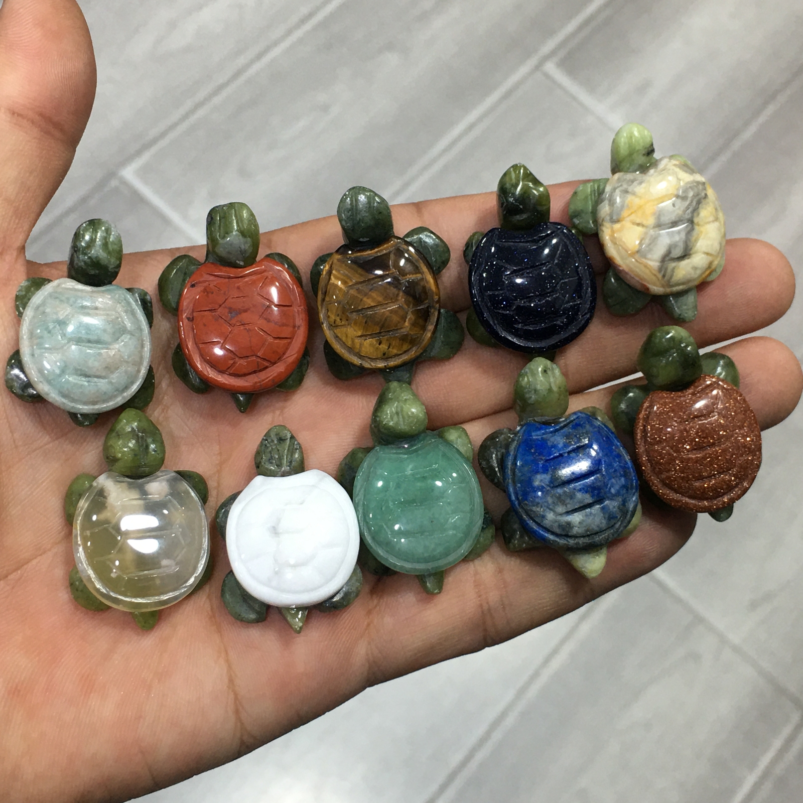 5pc Natural mix Quartz hand Carved Mini Sea turtle crystal Reiki healing