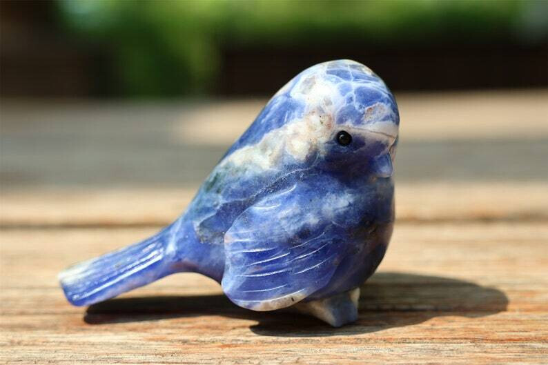 1pc Natural Sodalite Quartz Carved Bird Skull Crystal Reiki Decor Gift 2.4”