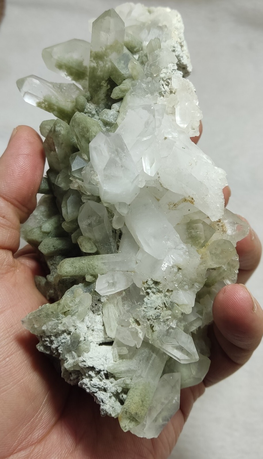 Natural terminated chlorite Quartz cluster 504 grams