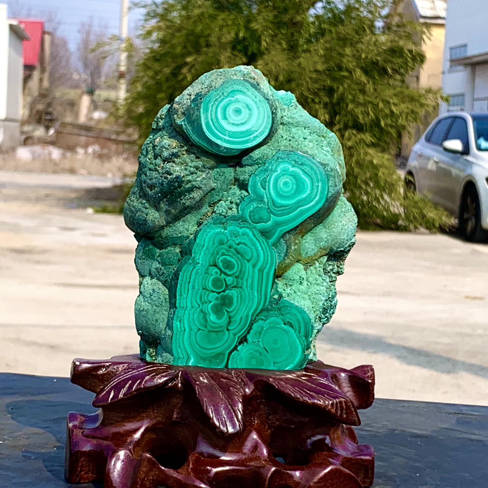 1.92LB Natural glossy Malachite transparent cluster rough mineral sample