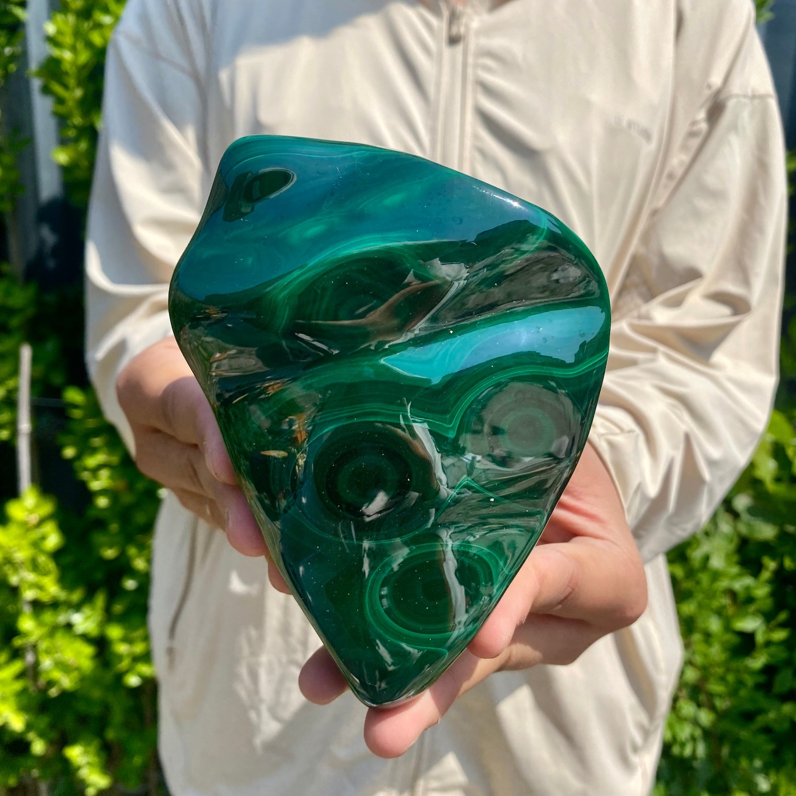 2.35LB Natural glossy Malachite transparent cluster rough mineral sample