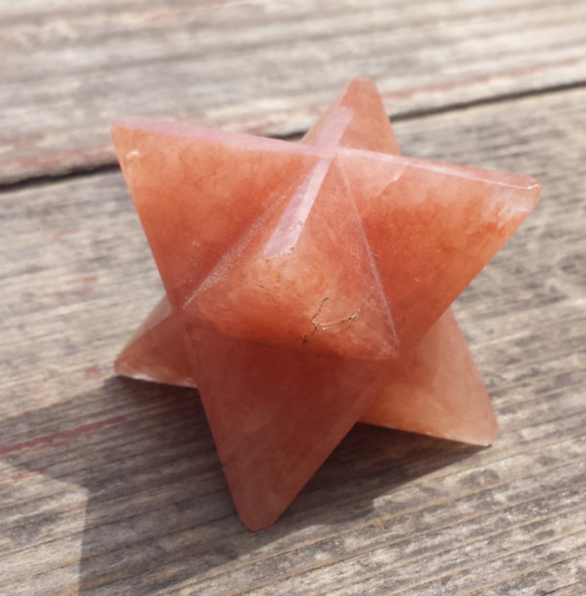 LARGE (50mm) PEACH AVENTURINE GEMSTONE MERKABA STAR (ONE) – BUY IT NOW