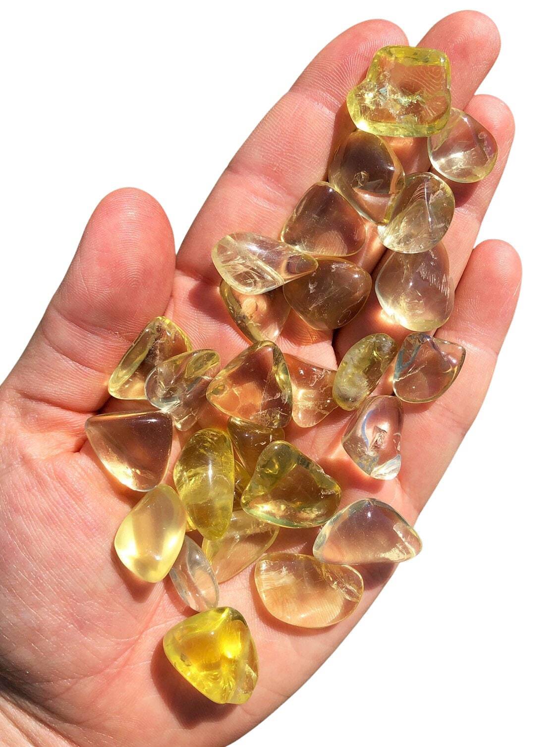 Lemon Quartz Tumbled Stone, Natural Lemon Quartz Crystal from Brazil
