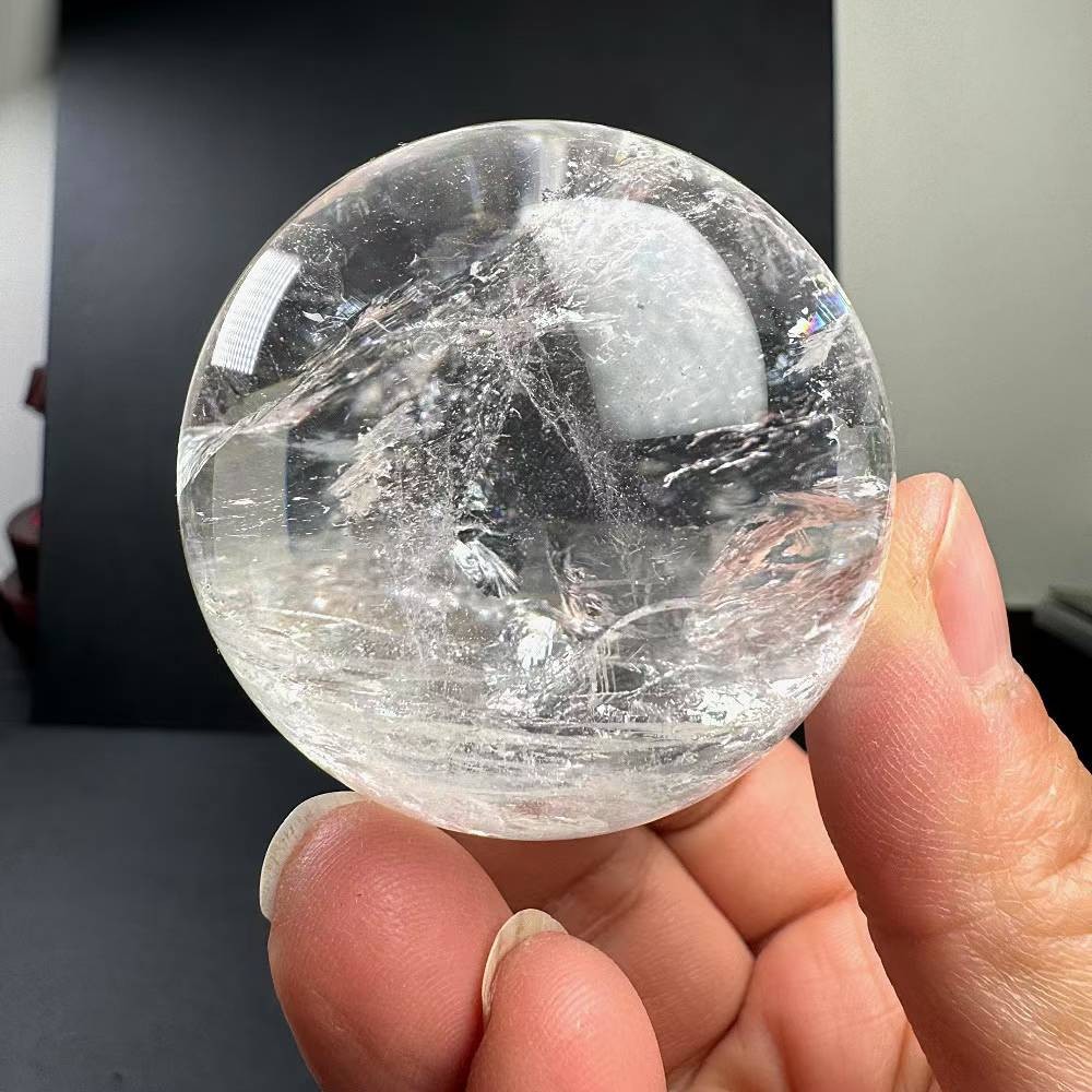 175g Natural Rainbow White Quartz Sphere Crystal Ball Reiki Decor