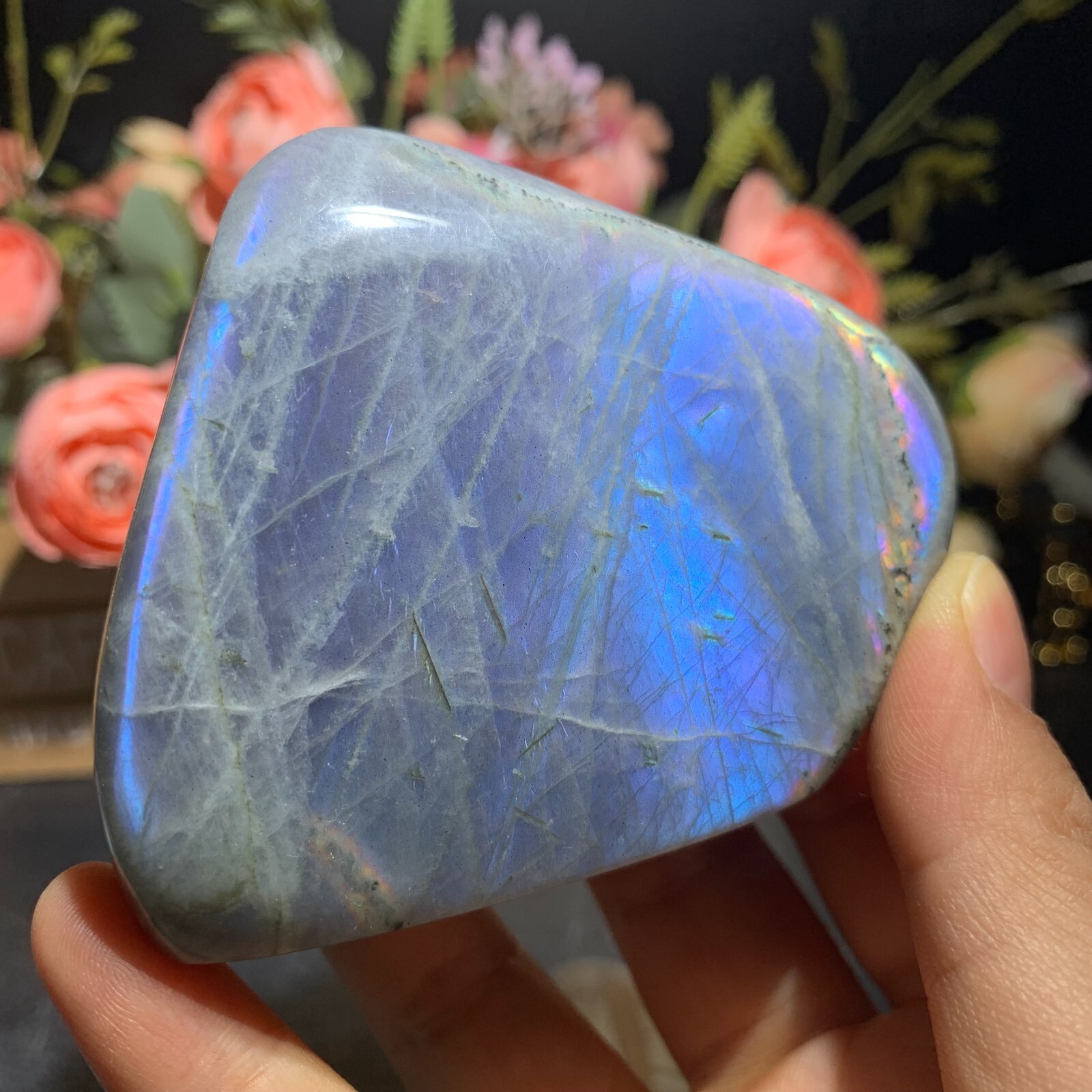 290g Natural Purple Labradorite Free Form Ornament Crystal Quartz Reiki 62mm
