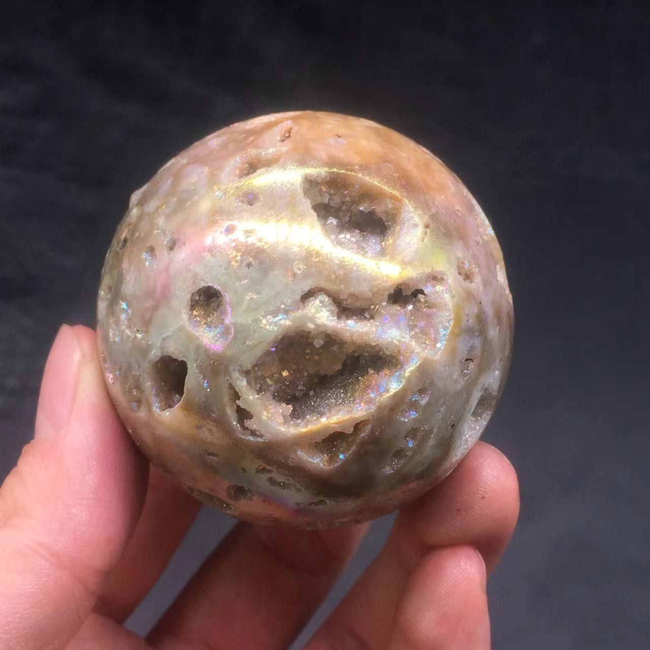 Angel Aura Natural Sphalerite Crystal Geode Druzy Ball Healing Decorate 54mm