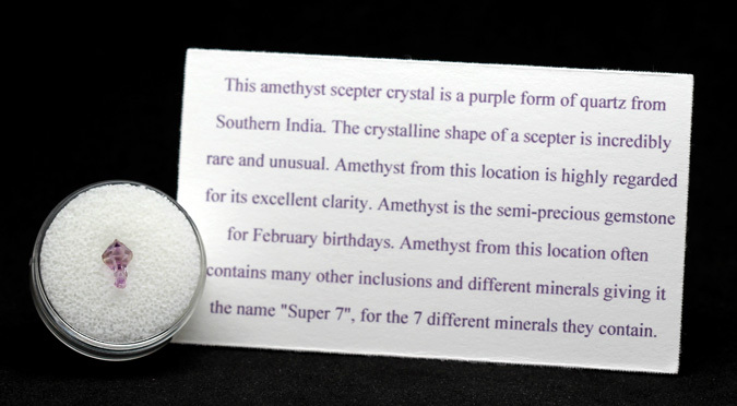 Amethyst Specimen SUPER 7 SCEPTER Crystal Cluster Mineral INDIA w/ ID card
