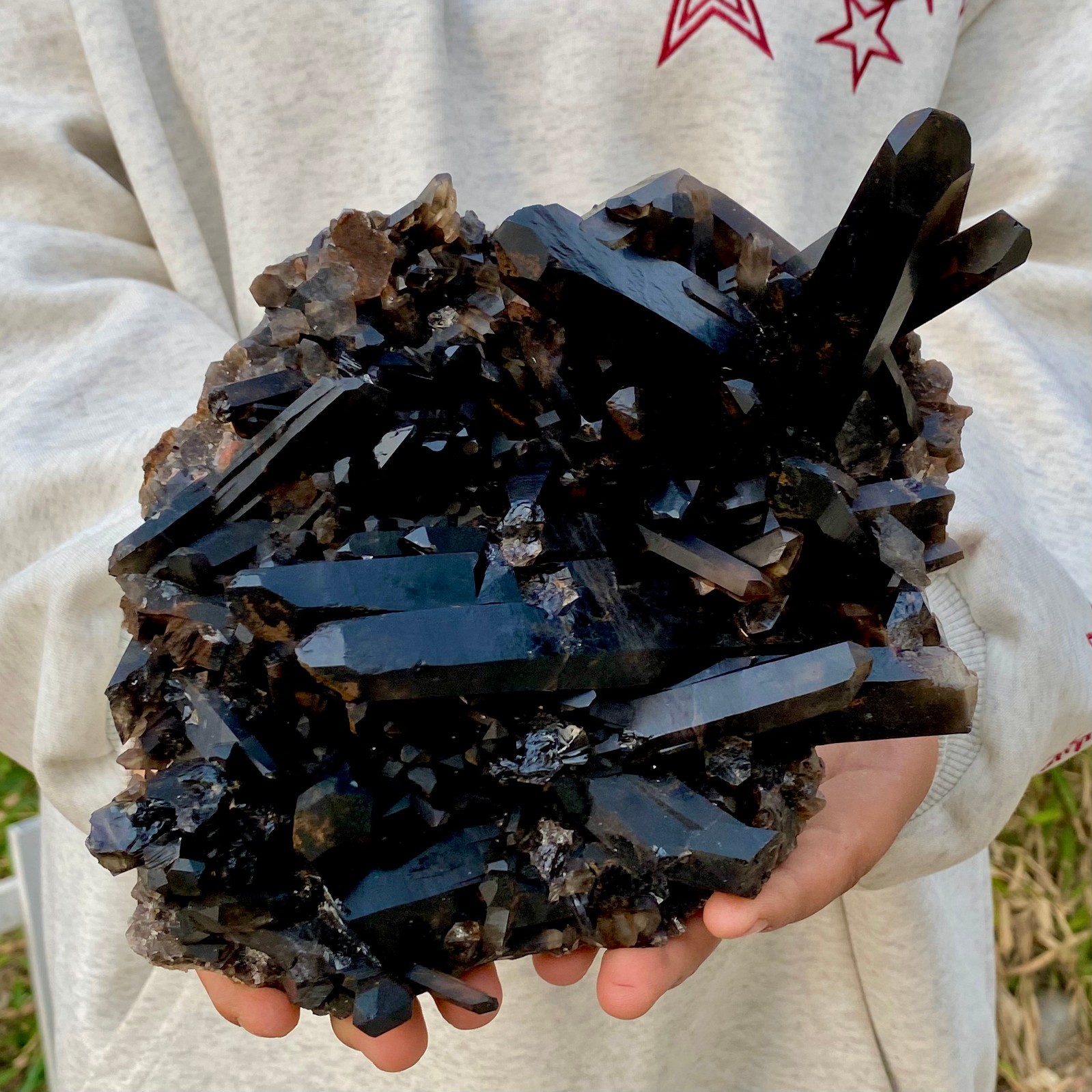 3.7LB Natural Beautiful Black Quartz Crystal Cluster Mineral Specimen Rare