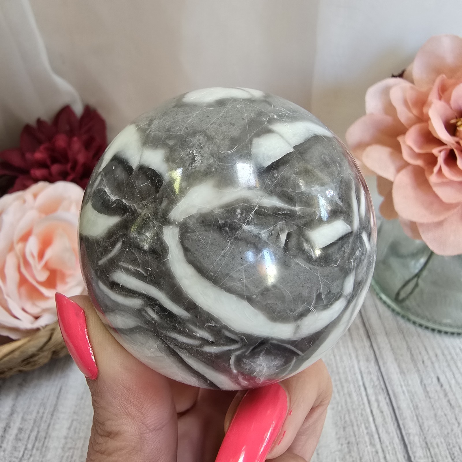 61mm Shell Stone Sphere, Thousand Eye Stone Orb (y)