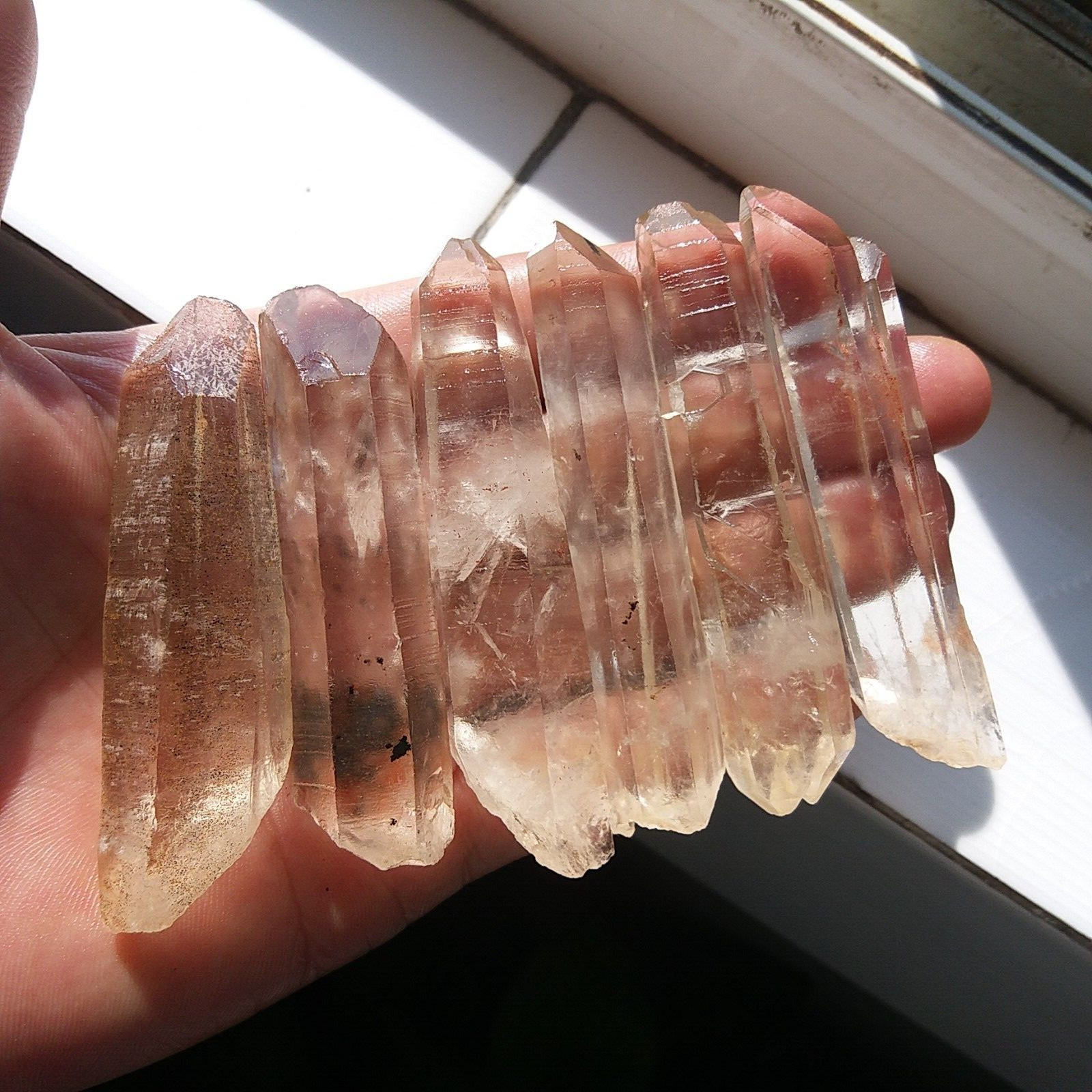 182g6pcs Natural Crystal Quartz Single Point wand Rough Original Specimen D764