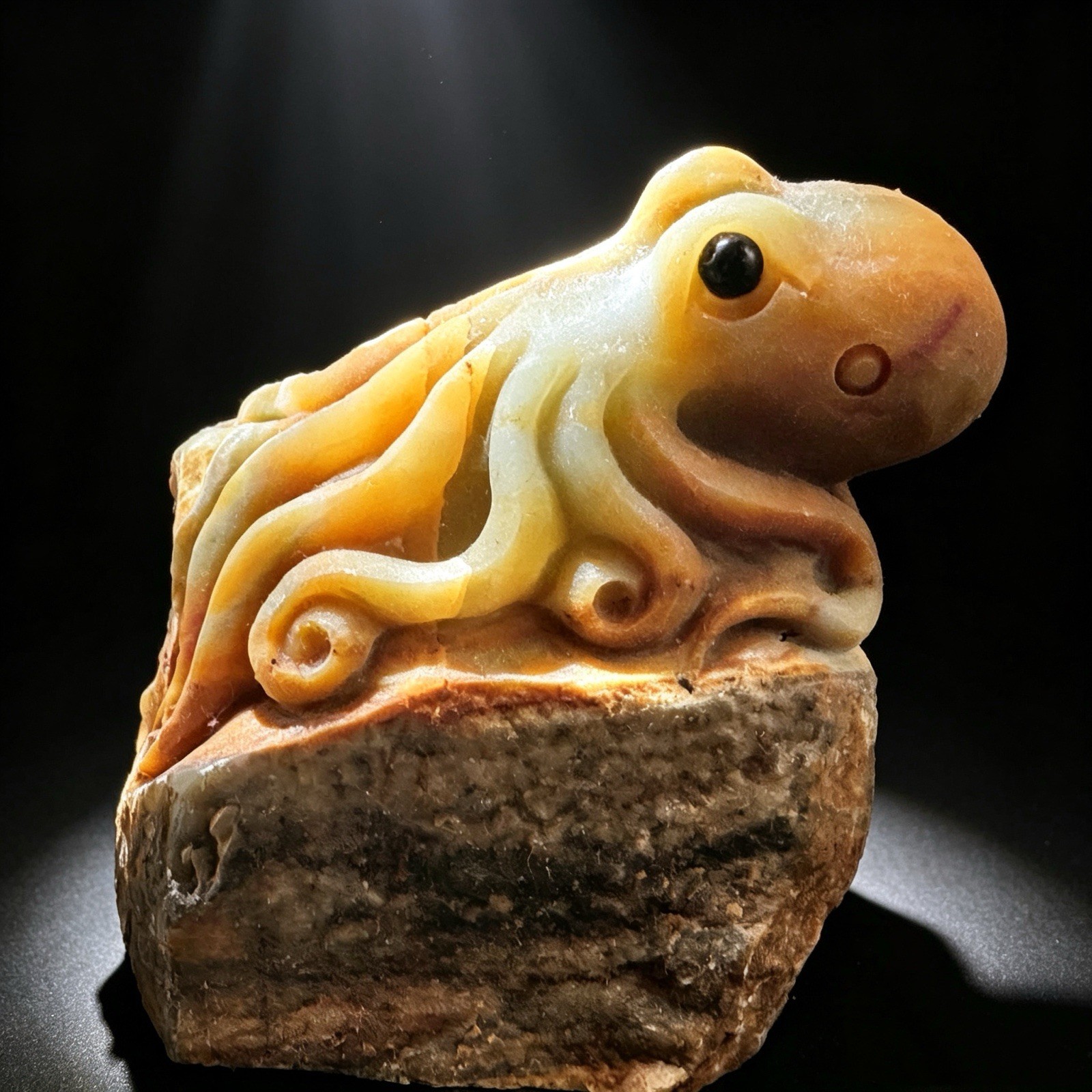 Carved Natural Amazonite Octopus Figurine, Sea Animal Crystal Collectible Decor
